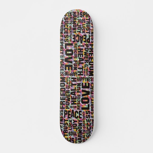 Bestätigung schwarz - Herzmuster Skateboard (Vorne)