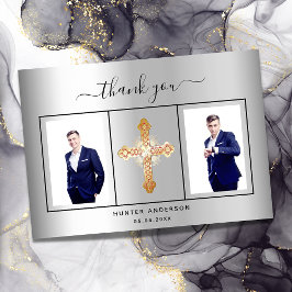 Bestätigung silber Foto Skript-Junge Dankeskarte