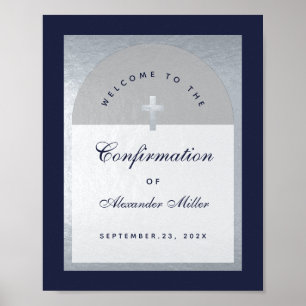 Bestätigung Silver Arch Navy Blue Begrüßungszeiche Poster