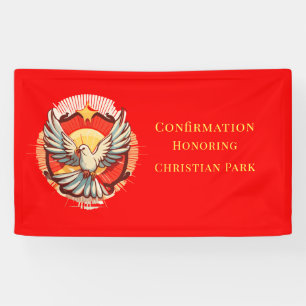Bestätigung White Dove Red Flamed Custom Banner