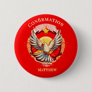 Bestätigung White Dove Red Flamed Custom Button
