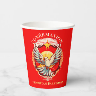Bestätigung White Dove Red Flamed Custom Pappbecher