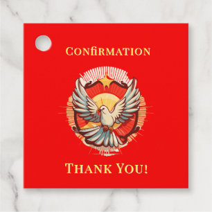 Bestätigung White Dove Red Flamed Danke Geschenkanhänger