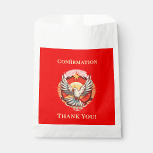 Bestätigung White Dove Red Flamed Danke Geschenktütchen