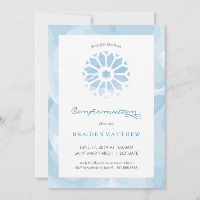 Bestätigungs-Einladung, die religiösen Jungen Einladung (Vorderseite)