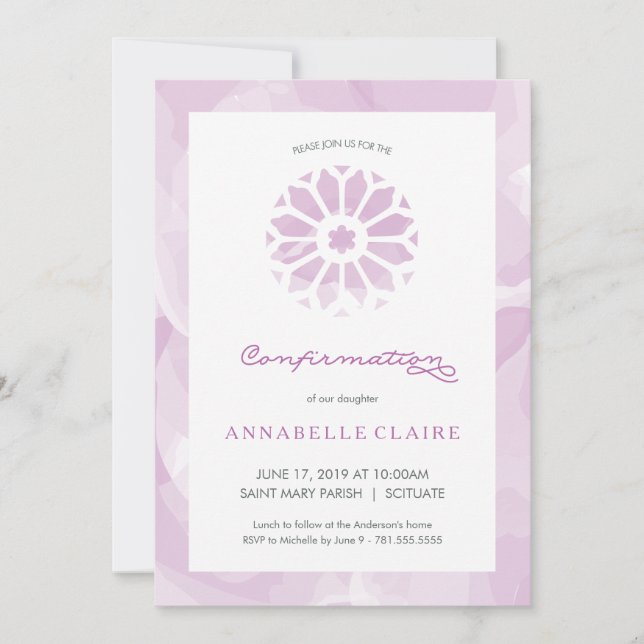 Bestätigungs-Einladung, die religiösen Mädchen Einladung (Vorderseite)