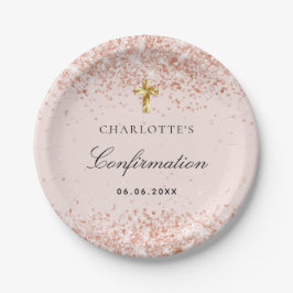 Bestätigungsröte Rose Goldname Glitzer Mädchen Pappteller