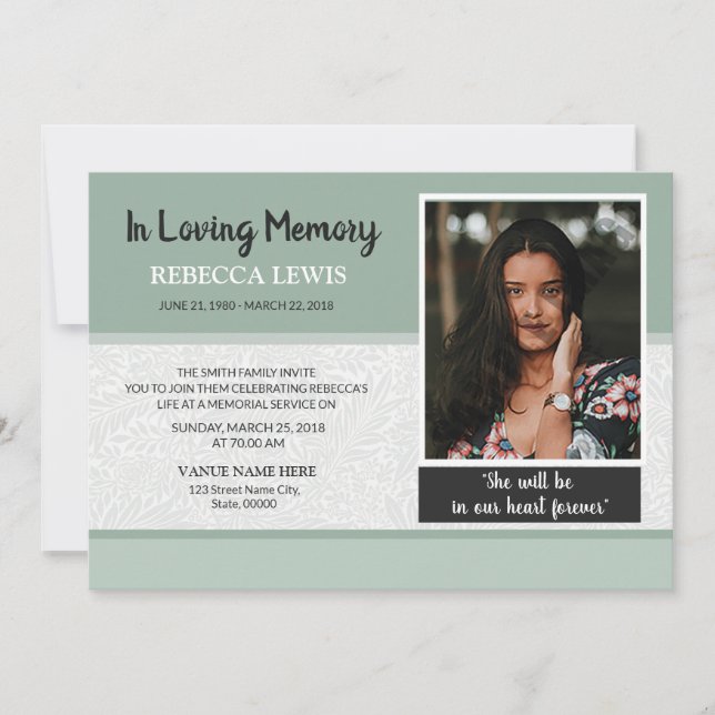 Bestattungskarte Einladung (Vorderseite)