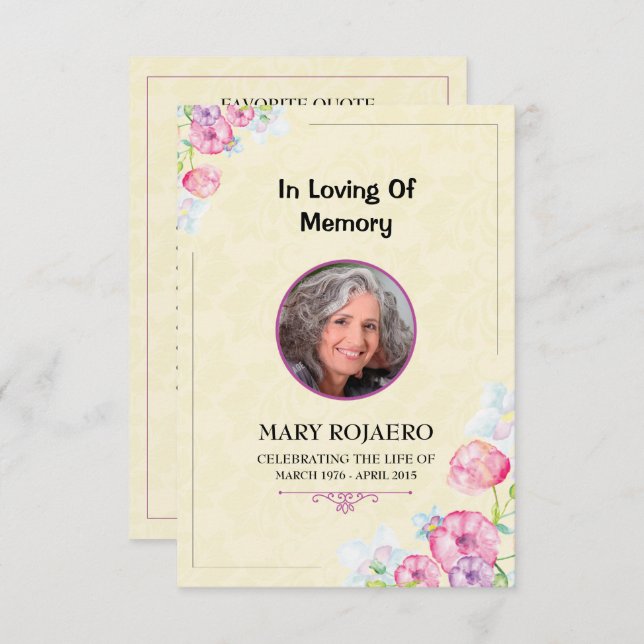 Bestattungsordnung Dienstkarte Einladung (Vorne/Hinten)