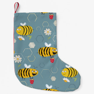 Bestäubende Bienen, blühende Gartenlandschaft. Kleiner Weihnachtsstrumpf