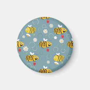 Bestäubende Bienen, blühende Gartenlandschaft. Magnet