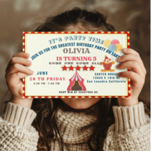 BESTE 5. Geburtstagsparty Circus THEMA Einladung