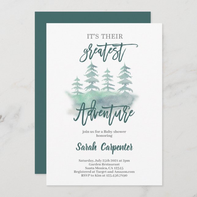 Beste Adventure Baby-Dusche Einladung (Vorne/Hinten)