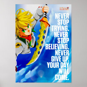 Beste Anime-Zitate über Niemals aufgeben Poster