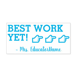 "BESTE ARBEIT NOCH!" + Tutor Name Rubber Briefmark Permastempel