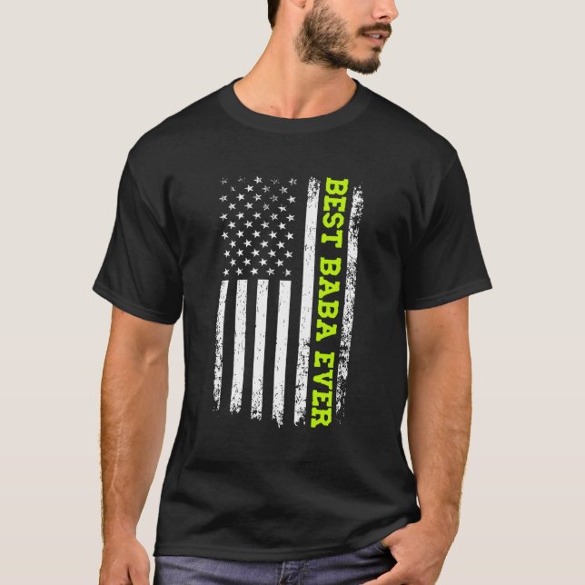 Beste Baba je 4. Juli Amerikanische Flagge USA Pat T-Shirt (Vorderseite)