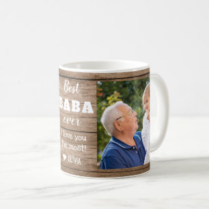Beste Baba je Opa 2 FotoCollage Rustikales Holz Kaffeetasse