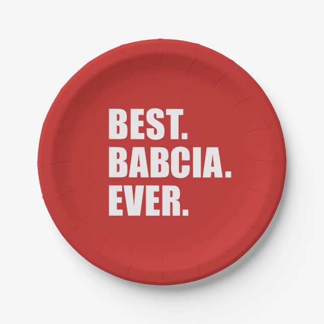 Beste Babcia je polnische Großmutter Pappteller (Vorderseite)