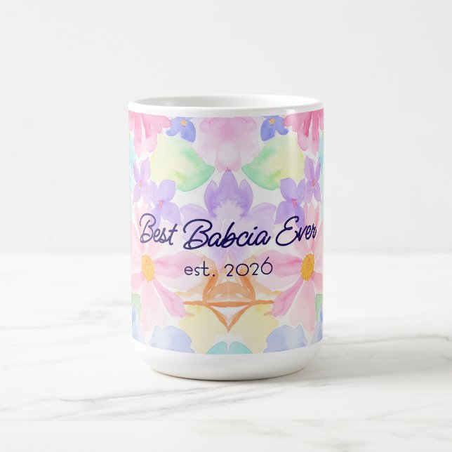 Beste Babcia Muttertag Wasserfarben Blumen  Kaffeetasse (Mittel)