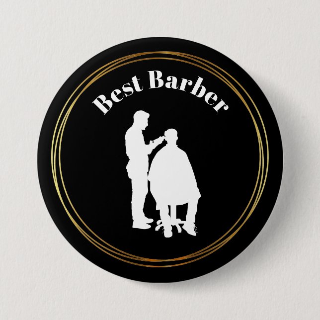Beste Barberschaltfläche mit Barber-Silhouette Button (Vorderseite)