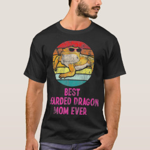Beste Bartdrache-Mama je Retro Vintager Sonnenunte T-Shirt
