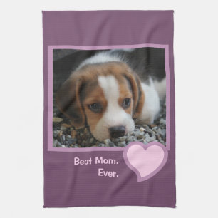 Beste Beagle-Mama je rosa Text-Pet-Foto Geschirrtuch