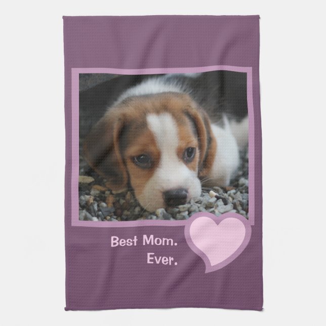 Beste Beagle-Mama je rosa Text-Pet-Foto Geschirrtuch (Vertikal)