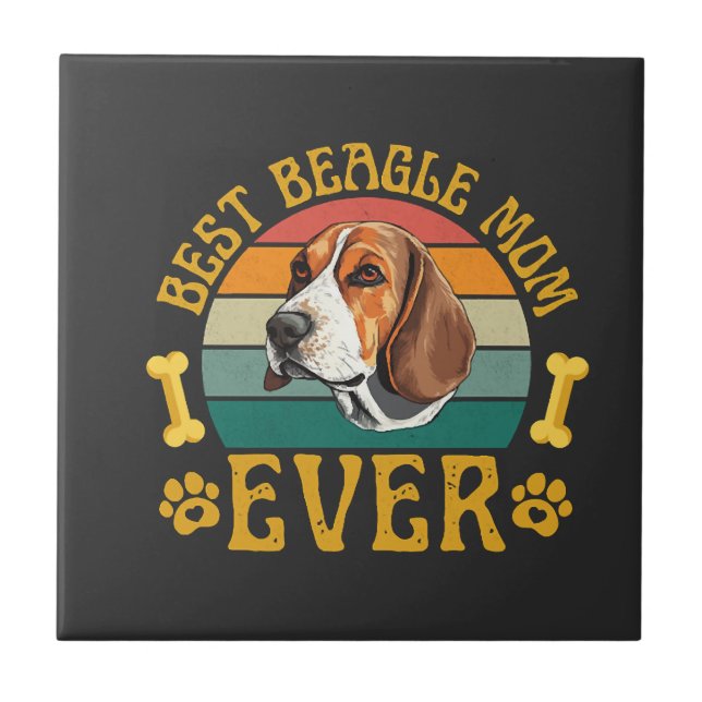 Beste Beagle-Mama überhaupt, lustiger Beagle-Hund  Fliese (Vorderseite)