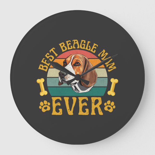 Beste Beagle-Mutter überhaupt, lustiger Beagle-Hun Große Wanduhr (Vorderseite)