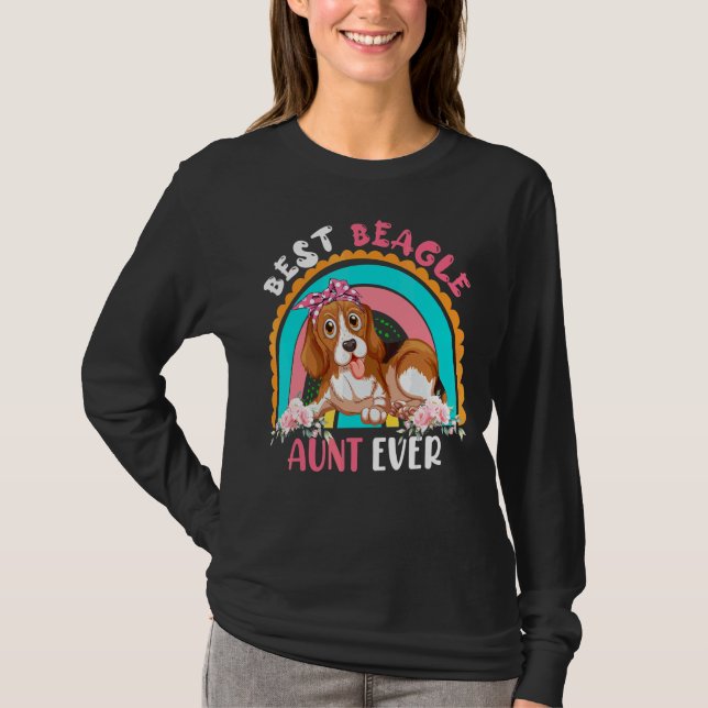 Beste Beagle Tante je Niedlich Rainbow Blume Hund T-Shirt (Vorderseite)