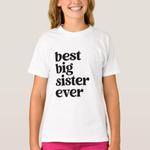 Beste Big Sister je Black & White Text Girls T-Shirt