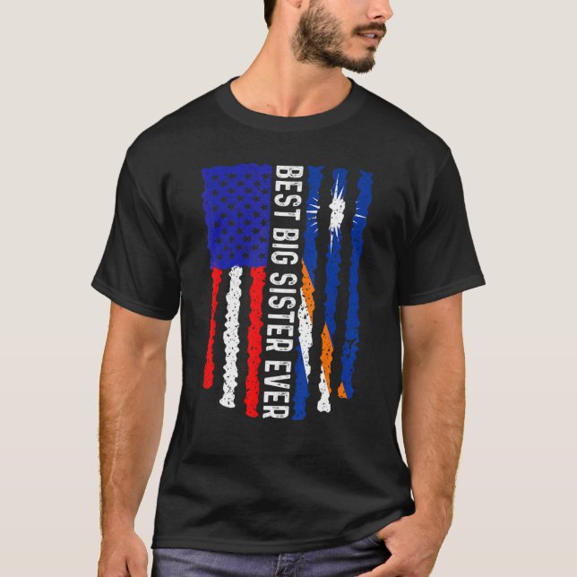 Beste Big Sister je US Marshall Islands Flaggenmot T-Shirt (Vorderseite)