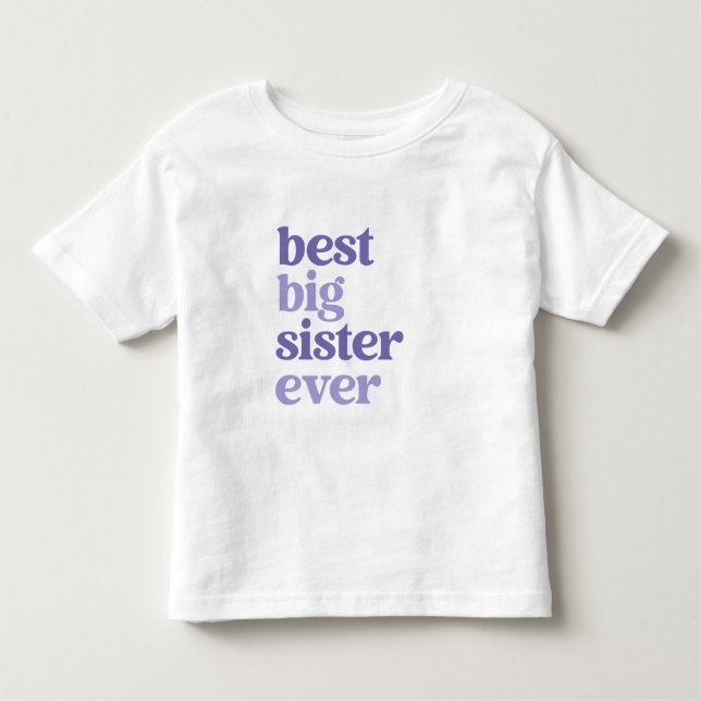 Beste Big Sister je Weiß mit Lila Text Girl Kleinkind T-shirt (Vorderseite)