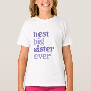 Beste Big Sister je White mit Lila Text Girls T-Shirt