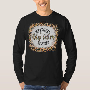 Beste Big Sister je Women Leopard Dekoration Schwe T-Shirt