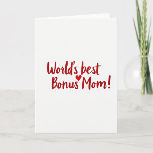 Beste Bonus-Mama der Welt rote Schriftkarte Karte