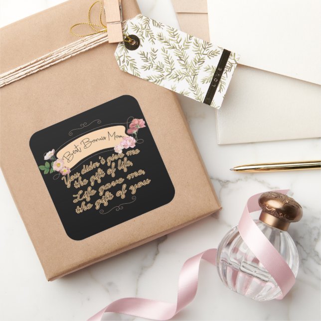 Beste Bonus-Mama Quadratischer Aufkleber (Schenken)