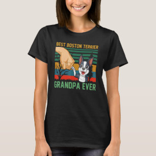 Beste Boston Terrier Opa je Retro Vintag Stone T-Shirt