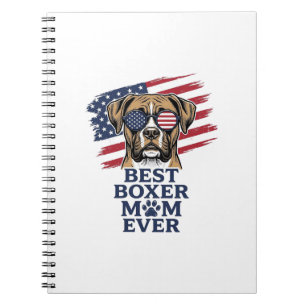 Beste Boxer-Mutter Aller Patrioten Hund-Shirt Desi Notizblock