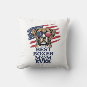 Beste Boxer-Mutter Aller Zeiten Patriotisches Hund Kissen