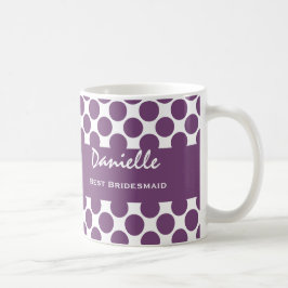 Beste BRAUTJUNGFER mit LILA WEISSEN Polka-Punkten Tasse