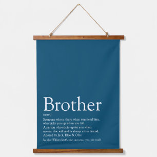 Beste Bruder-Definition Blau Aller Zeiten Wandteppich Mit Holzrahmen