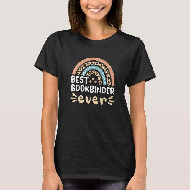 Beste Buchbinder-Mama je Leopard-Regenbogen T-Shirt (Vorderseite)