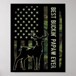 Beste Buckin' Papaw Camouflage Amerikanische Fahne Poster