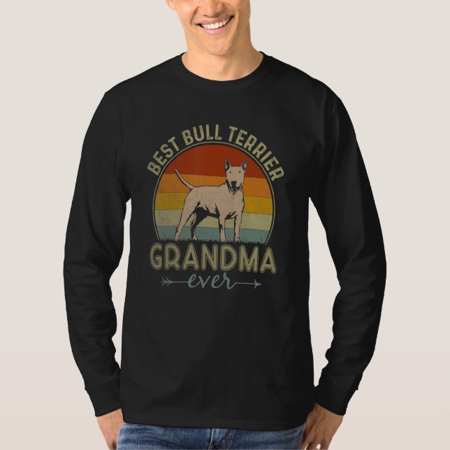 Beste Bull Terrier Dog Oma je Retro Mutter T-Shirt (Vorderseite)