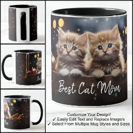 Beste Cat Mama 1 Fotoplatte mit Extravagantem Text Tasse