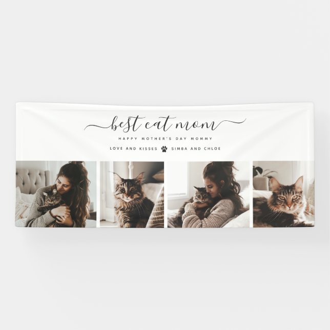 Beste Cat-Mama: Custom Mother's Day Cat Foto Banner (Horizontal)
