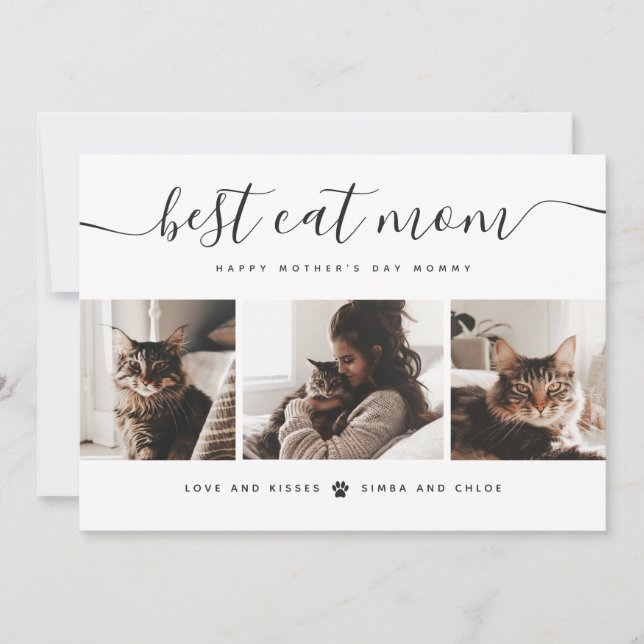 Beste Cat-Mama: Custom Mother's Day Cat Foto Karte (Vorderseite)