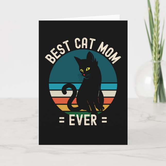Beste Cat Mama Ever Funny Black Cat Geschenk Karte (Vorderseite)