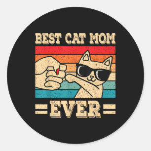Beste Cat Mama Ever Funny Cat Retro Vintag Cat Lie Runder Aufkleber
